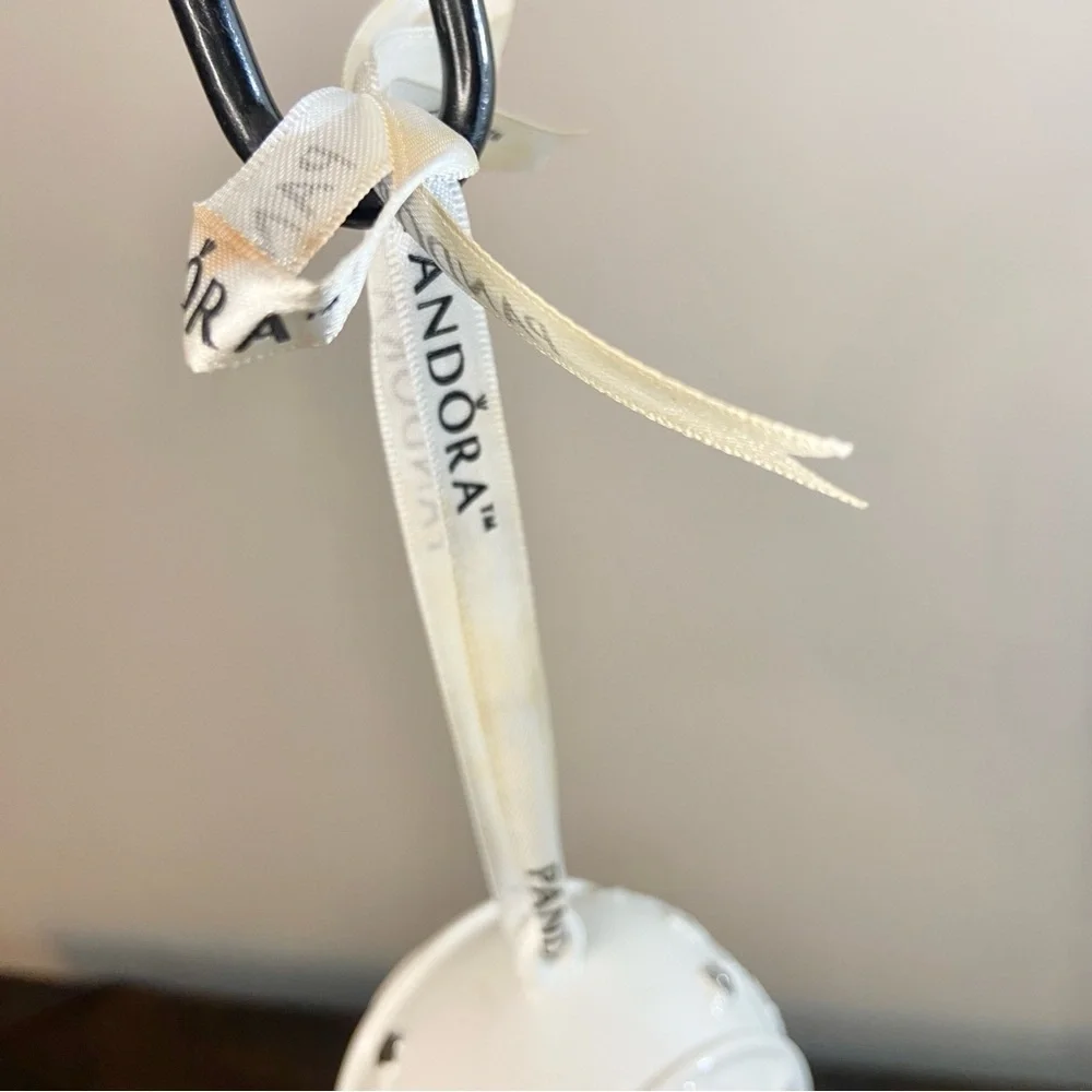 Pandora White Porcelain Snowball Christmas Tree Ornament 2011